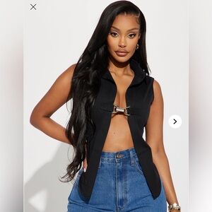 Fashion Nova Black Tank Top with Silver Accent